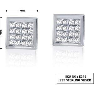 Pendientes de Diamantes con Corte Princesa Ornaatis, 0.35 Cttw, Oro Blanco de 14K, Color G-H, Claridad SI, Engaste Invisible, para Mujer - Product Image 4