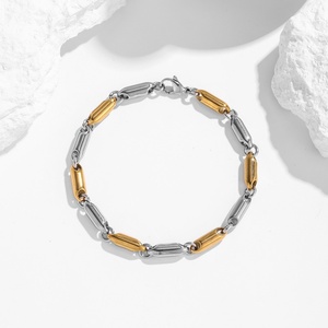 Joyería para Hombre, Pulsera de Acero Inoxidable, Joyería Chapada en Oro, Pulsera Negra, Pulsera de Eslabones Geométricos, Joyería de Moda - Product Image 6