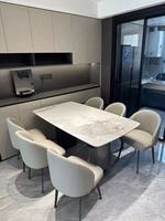 Table à manger moderne en pierre frittée assemblée anti-rayures pour appartement et villa