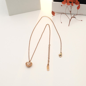 Heart Shape Cat's Eye Stone Necklace Rose Gold Titanium Steel Clavicle Chain For Women Gift Jewelry - Product Image 4