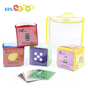 Cetakan Kustom Alfabet Inggris Anak-anak Kartu Kognitif Dadu Lembut Boneka Digital Blok Bangunan Bermain Mainan untuk Belajar Bayi