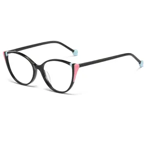 New Style Cat Eye Acetate Eyeglasses Frames Blue Light Blocking Optical Glasses Frames For Women