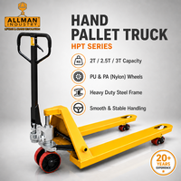 Chariot à palettes manuel 2 tonnes 2000 kg, transpalette hydraulique avec roues PU/PA pour atelier de réparation de machines et entrepôt