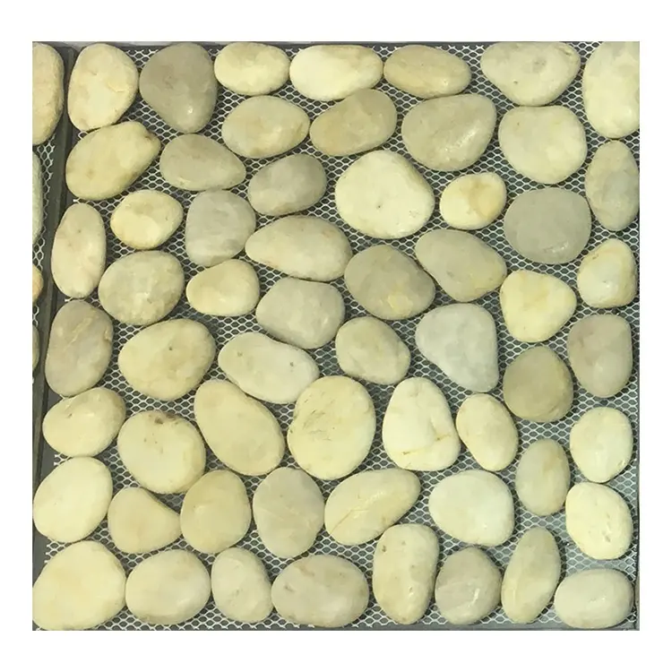 Tumbled Mesh Natural Rocks Landscaping River Pebble Stone untuk Lantai Taman