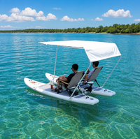 Bateau catamaran gonflable stable, en PVC anti-âge, adapté aux moteurs hors-bord, pour loisirs et pêche.