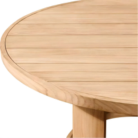 Table de salle à manger ronde en teck massif, design contemporain pour jardin, patio, balcon, cour, restaurant, hôtel, sur mesure