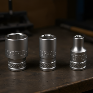 Llave de vaso hexagonal Fervi, serie normal, accionamiento de 1/4 de pulgada, acero al cromo vanadio - Product Image 3