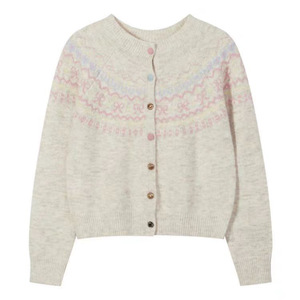 Women's Loose Jacquard <b>Cardigan</b> Full Sleeve Vintage Knit Single Breasted Anti Pilling Medium <b>Thickness</b> Spring Autumn Style - Product Image 1