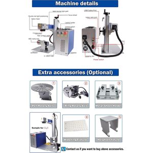 JPT M7 50w 60W 100W for MOPA Laser Machine Wood Working Cutting & Metal Marking with D80 Rotary Axis Feeltek Control - Product Image 4