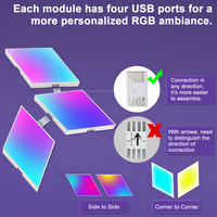 Lampe murale LED de jeu moderne 2025 RGB+IC en forme de diamant avec synchronisation musicale, contrôle par application, intensité réglable, pour décoration intérieure
