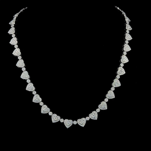 Collier tennis cœur en or blanc 18 carats massif personnalisé avec diamants naturels, bijoux fins en diamants précieux, approvisionnement en gros direct usine - Product Image 4