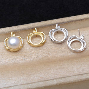 Boucle d'oreille en argent S925, accessoire de fabrication de bijoux en perles, support de boucle d'oreille vide plaqué or 9,5-9,7 mm, JG6088 - Product Image 1