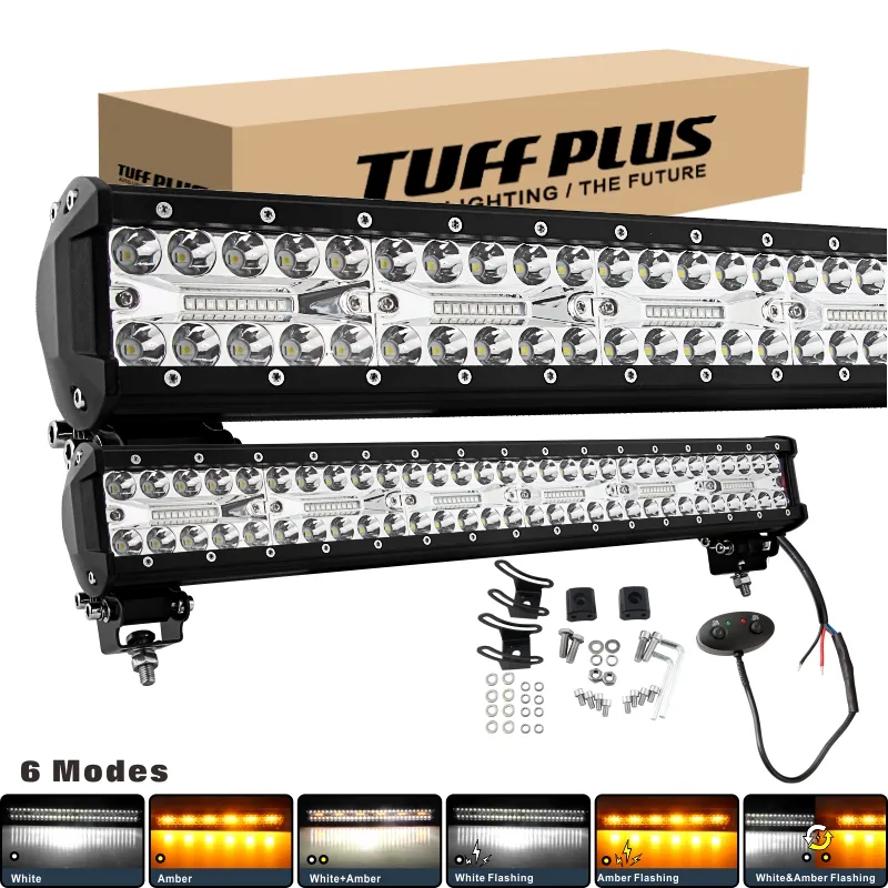 Tuff Plus 6 modèle 22in IP68 IP69K lumière clignotante étanche ambre et barre lumineuse led blanche avec télécommande