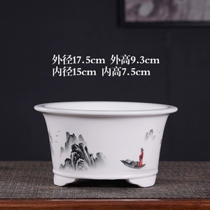 <span class=keywords><strong>Vasi</strong></span> per Piante Bonsai da Interno in Ceramica con Pittura a Inchiostro <span class=keywords><strong>di</strong></span> Paesaggio - Product Image 3