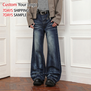 Pantalones Vaqueros de Mezclilla Anchos de Moda Casual de Alta Calidad Personalizados al por Mayor, Estilo Y2K, Corte Recto, Holgados, para Hombre - Product Image 3
