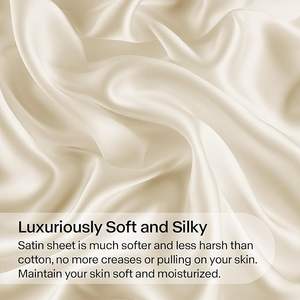 <span class=keywords><strong>Beige</strong></span> 4 piezas de lujo suave y sedoso sábanas juegos de cama de satén con 1 sábana bajera de bolsillo profundo 1 sábana plana y 2 fundas de almohada - Product Image 3