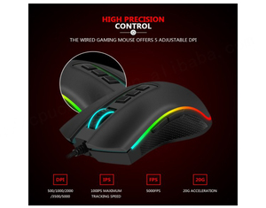 Rồng Đỏ M711 có dây RGB Luminous Chuột chơi game Ergonomic gà Chuột máy tính xách tay/máy tính giao diện USB có thể sạc lại nhựa - Product Image 5