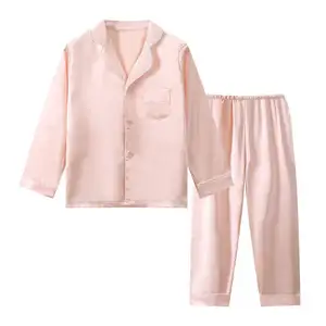9M-13Y Pijamas 2 Piece Set Summer Clothes Sleepwear Girls Kids Custom Pajamas Short Sleeve 100% Silk Pajama 808