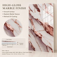 Panneau mural décoratif en PVC brillant MORLENX, feuille de marbre UV Agate Or Rose Blanc, pour la décoration intérieure de villas et d'hôtels de luxe