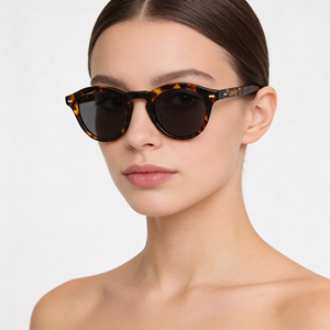 Gafas de sol retro redondas de acetato con montura completa para mujer, protección UV400, protección solar para adultos, en stock - Product Image 1