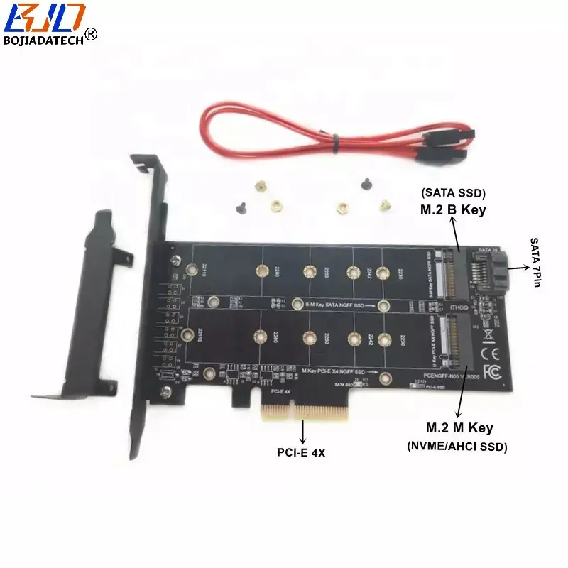 NGFF M.2 Kunci Adaptor SSD Slot B/Key-m Ke PCI-E X4 PCIe 3.0 4X Ekspansi Kartu Riser untuk M2 SATA NVME SSD