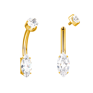 GZN Sexy Bụng Nút Rốn Nhẫn Titan Cao Đánh Bóng Khuyên Pha Lê Râm Vòng Cơ Thể Vòng Thời Trang Khuyên Trang Sức Cơ Thể - Product Image 2