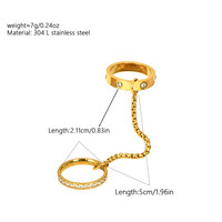 Bague double empilable en acier inoxydable 316L plaqué or PVD 14k 18k, zircon cubique, anti-ternissement, pour femme, vente en gros personnalisée
