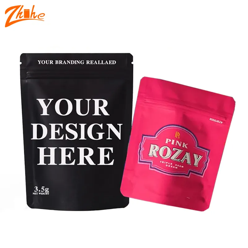Op Maat Gemaakte Bedrukte Nieuwe Hot Stamping Stand-Up Bag Zakjes Gealuminiseerde Folie Geur Proof Plastic Verpakking Mylar Zip Lock Bags