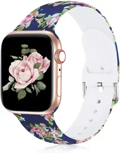 कस्टम सोलो सिलिकॉन पैटर्न मुद्रित iwatch श्रृंखला एप्पल के लिए पट्टा घड़ी बैंड रबर घड़ी पट्टियाँ