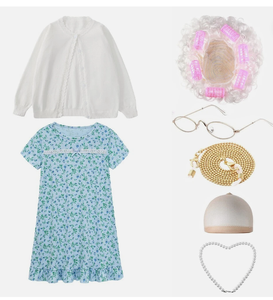 Disponibile <span class=keywords><strong>Costume</strong></span> da Nonna per Bambine, Set <span class=keywords><strong>Costume</strong></span> per 100 Giorni di Scuola, Travestimento da Nonna - Product Image 3
