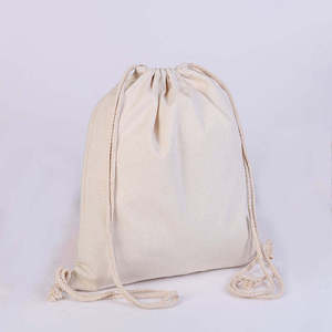 LINNA 35X38Cm Custom Eco-Friendly Soft Cotton Canvas Durable Logo Accept Plain Canvas <b>Drawstring</b> <b>Backpack</b> Zhejiang DZFBD3538 - Product Image 5