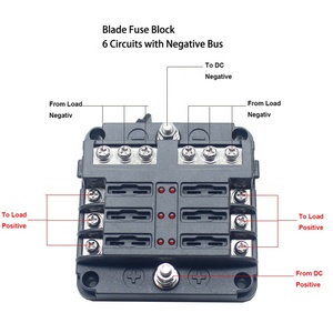 Portafusibles Impermeable de 6 Vías CC 12V con Indicador LED de Advertencia, Caja de Fusibles de 6 Circuitos con Terminales Negativos - Product Image 3