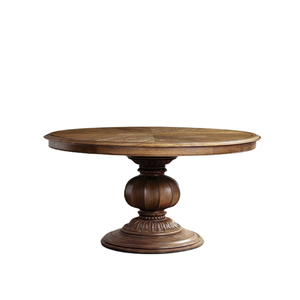 Mesa de Comedor Redonda de Madera Maciza de Roble con Tamaño Personalizable para Sala de Estar - Product Image 6