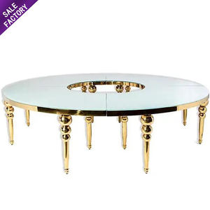 Wholesale Price Wedding Furniture <b>Glass</b> <b>Gold</b> Leg Stainless Steel Hall Round <b>Tables</b> for Events Party - Product Image 1
