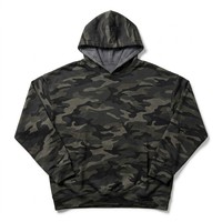 Sweat-shirt à capuche zippé réversible camouflage pour homme, 450 GSM, streetwear épais, double face, gris anthracite uni, coupe ample