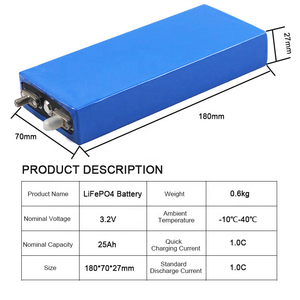 25ah 30ah 50ah ลิเธียมเหล็กฟอสเฟตแบบปริซึม3.2V แบตเตอรี่ Lifepo4 25ah สำหรับ12V <span class=keywords><strong>24V</strong></span> 20ah ใหม่เกรด A 25ah - Product Image 6