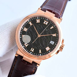 Reloj de Hombre de Moda, Nueva Tendencia, Luminoso, Resistente al Agua, con Reserva de Energía, Cristal de Zafiro, Caja Dorada, Esfera Negra, Correa de Cuero - Product Image 3