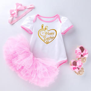 Abiti da compleanno per bambina Set di pagliaccetti per neonato all'ingrosso pagliaccetti per bambina estate 1 ° compleanno pagliaccetto manica corta abito da compleanno - Product Image 6