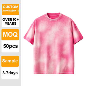 T-shirt personnalisé avec logo, tie-dye, en coton 230 GSM, coupe décontractée, épais, vierge, pour impression en gros, unisexe, broderie - Product Image 1