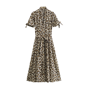 Robe d'été décontractée pour femme, col en V, manches 3/4, longueur genou, tissée, unie, style doux, coupe trapèze, ourlet plissé vintage, 100% coton - Product Image 1