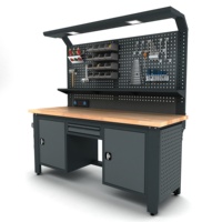 Banc de travail industriel robuste Proline Plus+ 2008 du fabricant turc, plateau en bois de hêtre massif de 40 mm, acier de qualité supérieure