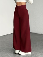 Pantalon large décontracté en velours côtelé pour femme, taille haute élastique, coupe ample, automne-hiver