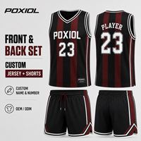 Conjunto de Uniforme de Baloncesto Personalizado con Rayas, Jersey y Pantalones Cortos de Secado Rápido, Nombre y Número Personalizados para Clubes, Escuelas, Equipos Juveniles y Adultos