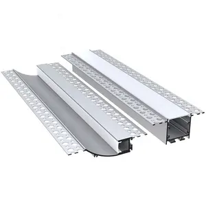 Perfil LED empotrado de aluminio para exteriores, para uso en paneles de yeso con agujeros, personalizado, color plata, blanco y negro