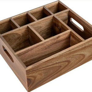 ถาดเก็บของไม้อะคาเซีย 26x20x6 ซม. 4-7 ช่อง กล่องจัดระเบียบตั้งโต๊ะทรงสี่เหลี่ยม สีพื้น พับได้ - Product Image 5
