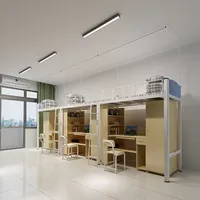 Lit superposé en acier pour dortoir, lit mezzanine en métal pour école, lit superposé double pour dortoir avec bureau informatique