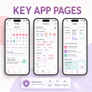 Développement d'une application personnalisée de suivi des règles pour femmes, compatible iOS et Android, avec suivi du cycle et prédiction de l'ovulation, LionCreate - Product Image 3