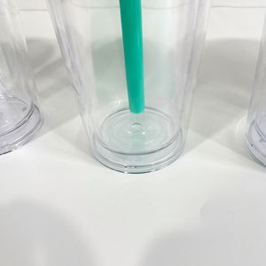 24Oz/700ml Pre Drilled Snow Globe Glitter Flow Floating Boba <b>Cups</b> <b>Plastic</b> Acrylic Tumblers With Straw Suitable for Vinyl - Product Image 4