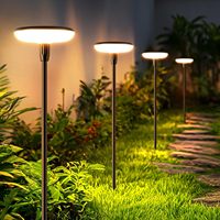Lámpara Solar Oscilante para Jardín, Lámpara Redonda para Césped, Luz Blanca Cálida, IP65, Resistente al Agua, Luz LED Solar Monocristalina para Exteriores
