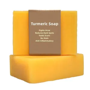 NEW Private Label Ginger Essential Oil Turmeric Soap Bar Anti Acne Mite Dark Spots Soothing Anti-Inflammatory Face Body Cleanser